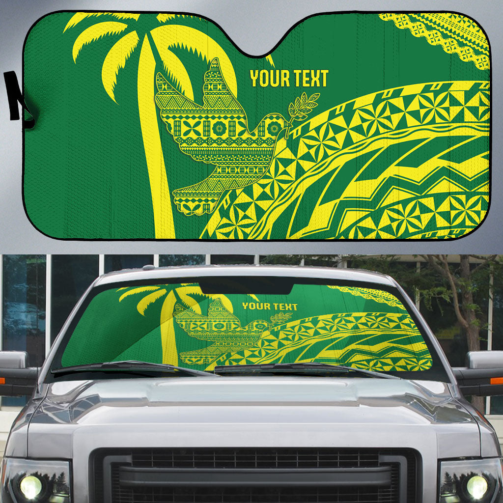 Tailevu Fiji 2026 Rugby Custom Auto Sun Shade Dove Nation Fijian Tapa Pattern