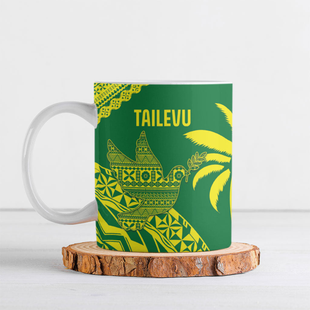 Tailevu Fiji 2026 Rugby Custom Ceramic Mug Dove Nation Fijian Tapa Pattern