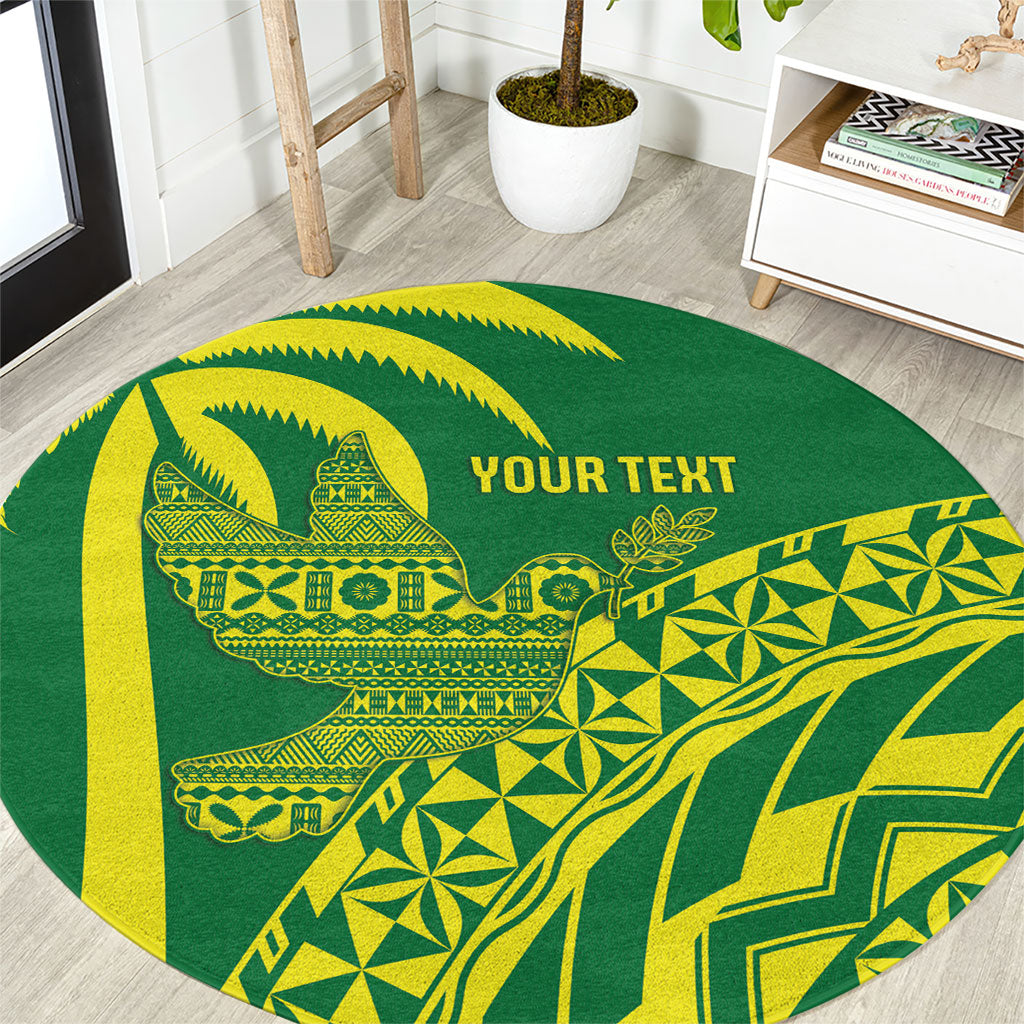 Tailevu Fiji 2026 Rugby Custom Round Carpet Dove Nation Fijian Tapa Pattern