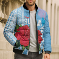 Suva Fiji 2026 Rugby Custom Bomber Puffer Jacket Hibiscus Fijian Tapa Pattern LT14 - Polynesian Pride