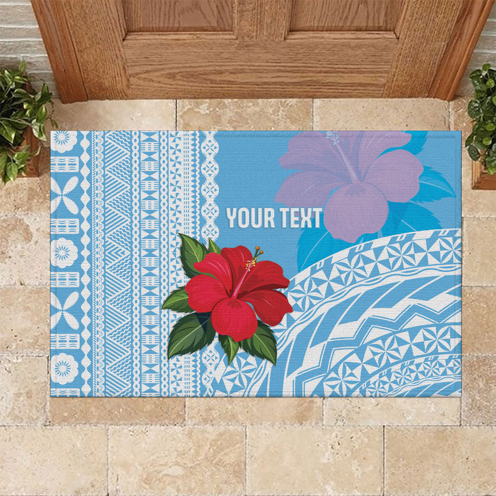 Suva Fiji 2026 Rugby Custom Rubber Doormat Hibiscus Fijian Tapa Pattern