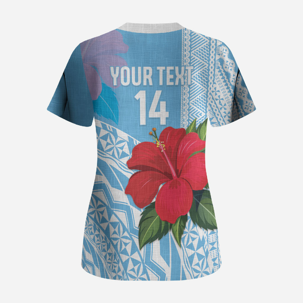 Suva Fiji 2026 Rugby Custom Scrub Top Hibiscus Fijian Tapa Pattern LT14 - Polynesian Pride