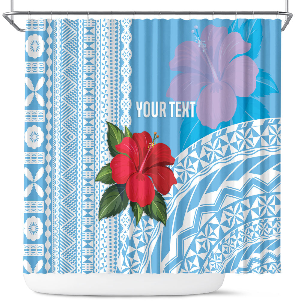 Suva Fiji 2026 Rugby Custom Shower Curtain Hibiscus Fijian Tapa Pattern