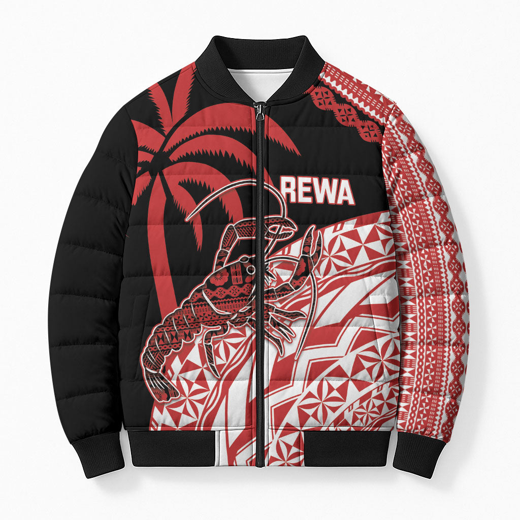 Rewa Fiji 2026 Rugby Custom Bomber Puffer Jacket Ura Prawn Fijian Tapa Pattern