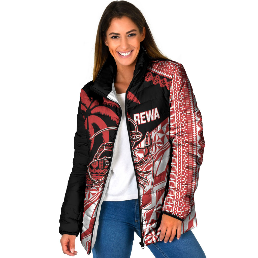 Rewa Fiji 2026 Rugby Custom Padded Jacket Ura Prawn Fijian Tapa Pattern