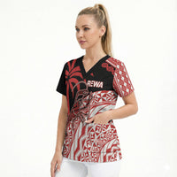 Rewa Fiji 2026 Rugby Custom Scrub Top Ura Prawn Fijian Tapa Pattern