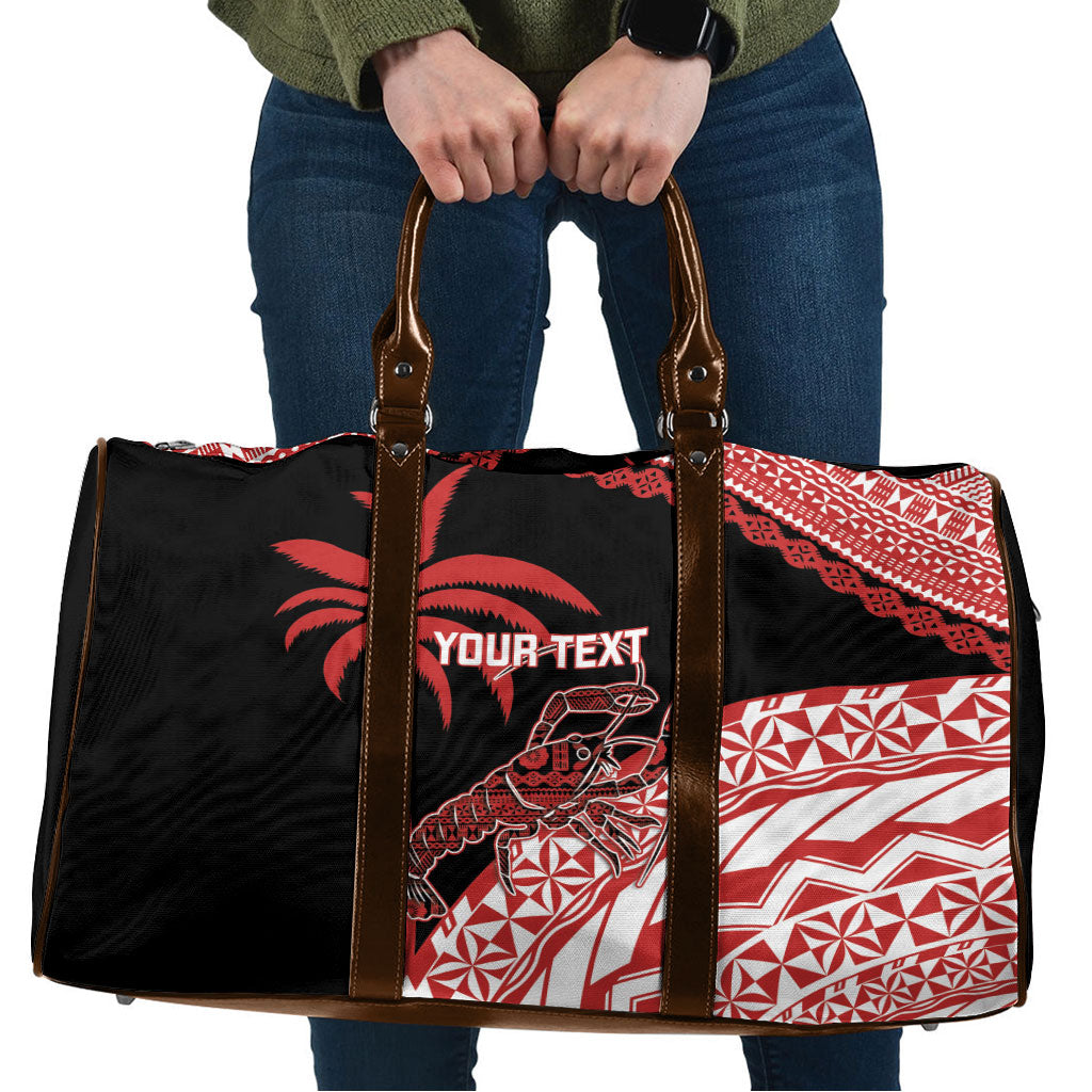 Rewa Fiji 2026 Rugby Custom Travel Bag Ura Prawn Fijian Tapa Pattern