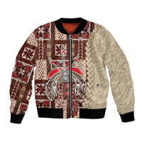 Samoa Tapau Bomber Jacket Samoan Siapo Pattern LT14 Unisex Brown - Polynesian Pride