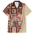 Samoa Tapau Family Matching Off Shoulder Maxi Dress and Hawaiian Shirt Samoan Siapo Pattern LT14 Dad's Shirt - Short Sleeve Brown - Polynesian Pride