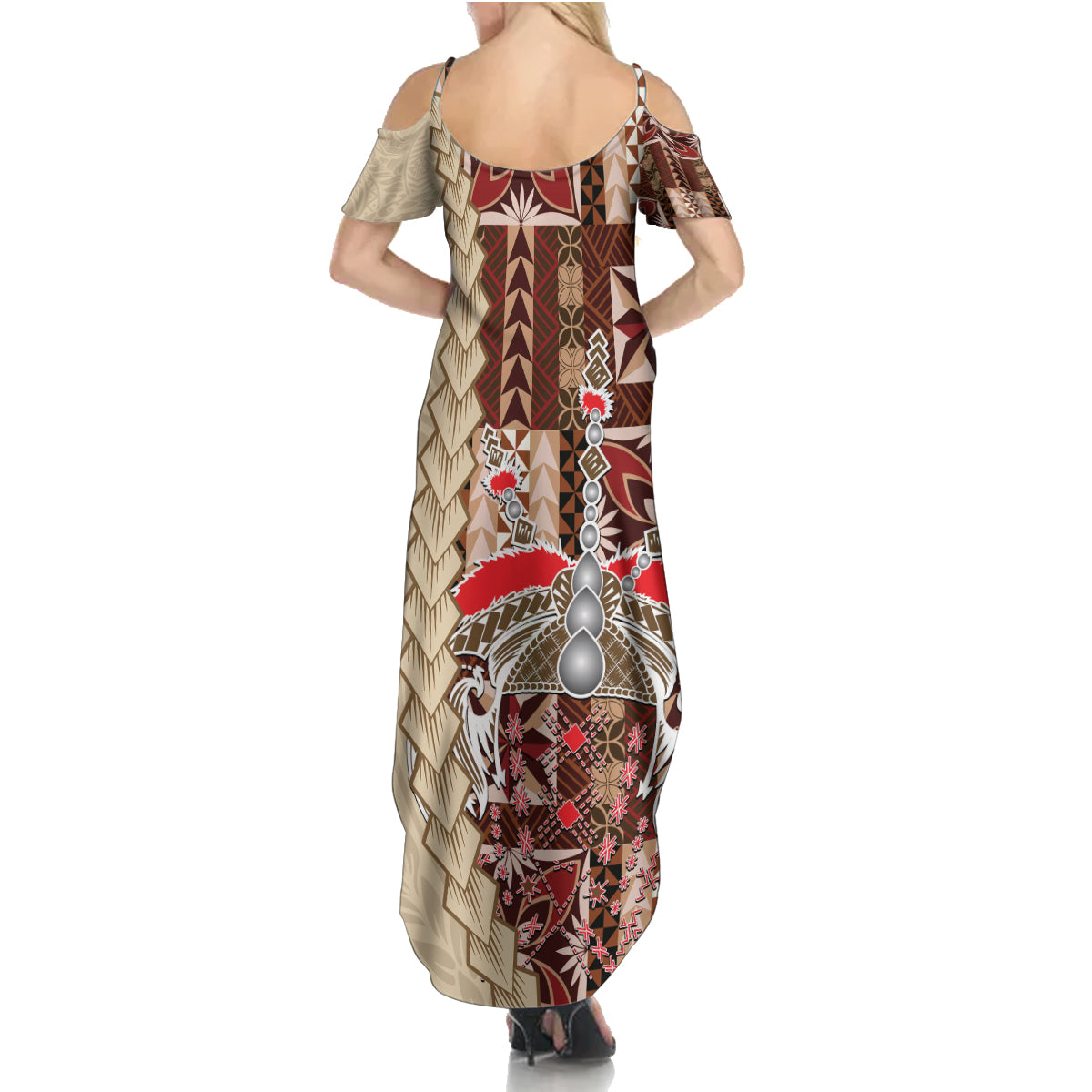Samoa Tapau Summer Maxi Dress Samoan Siapo Pattern LT14 - Polynesian Pride