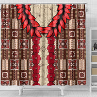 Samoa Siapo Shower Curtain Tapa Pattern Mix Ula Fala Hibiscus LT14 - Polynesian Pride