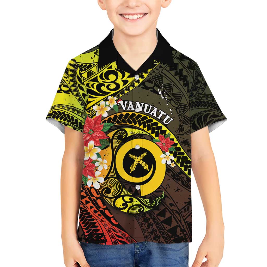 Vanuatu Christmas Kid Hawaiian Shirt Vanuatuan Pig Tusk - Meri Krismas! LT14 Kid Black - Polynesian Pride