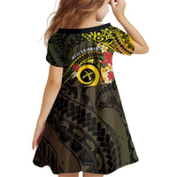 Vanuatu Christmas Kid Short Sleeve Dress Vanuatuan Pig Tusk - Meri Krismas! LT14 - Polynesian Pride