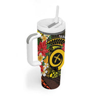 Vanuatu Christmas Tumbler With Handle Vanuatuan Pig Tusk - Meri Krismas!