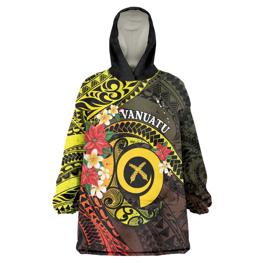 Vanuatu Christmas Wearable Blanket Hoodie Vanuatuan Pig Tusk - Meri Krismas! LT14 One Size Black - Polynesian Pride