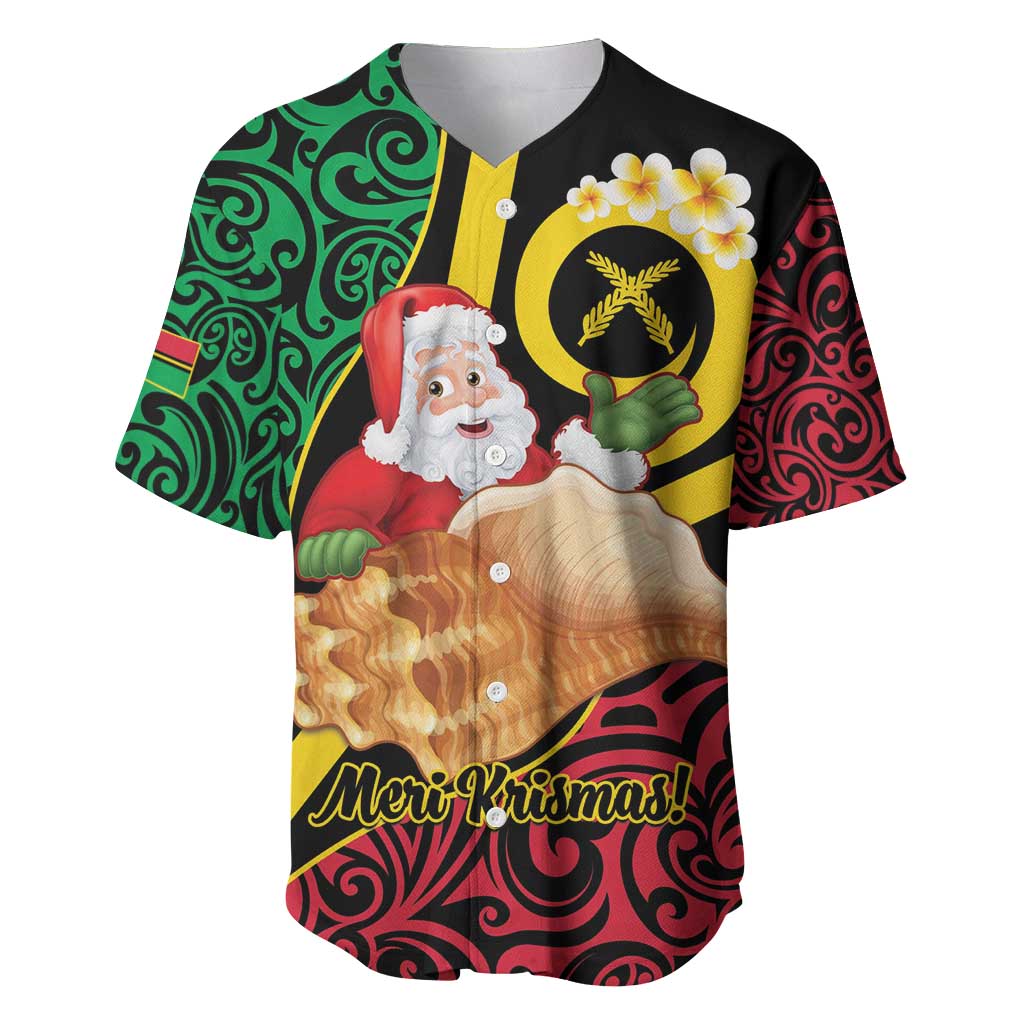 Vanuatu Christmas Baseball Jersey Vanuatuan Conch Shell - Meri Krismas!