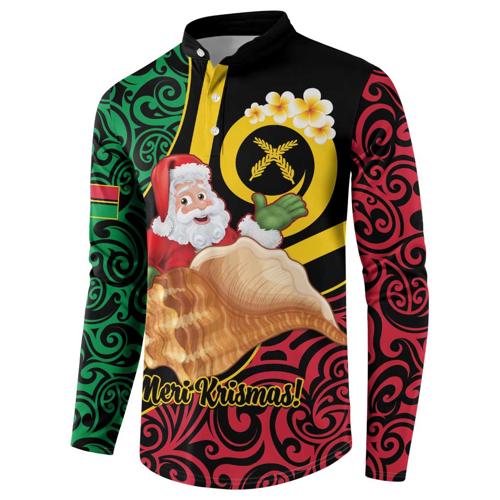 Vanuatu Christmas Button Sweatshirt Vanuatuan Conch Shell - Meri Krismas! LT14 - Polynesian Pride