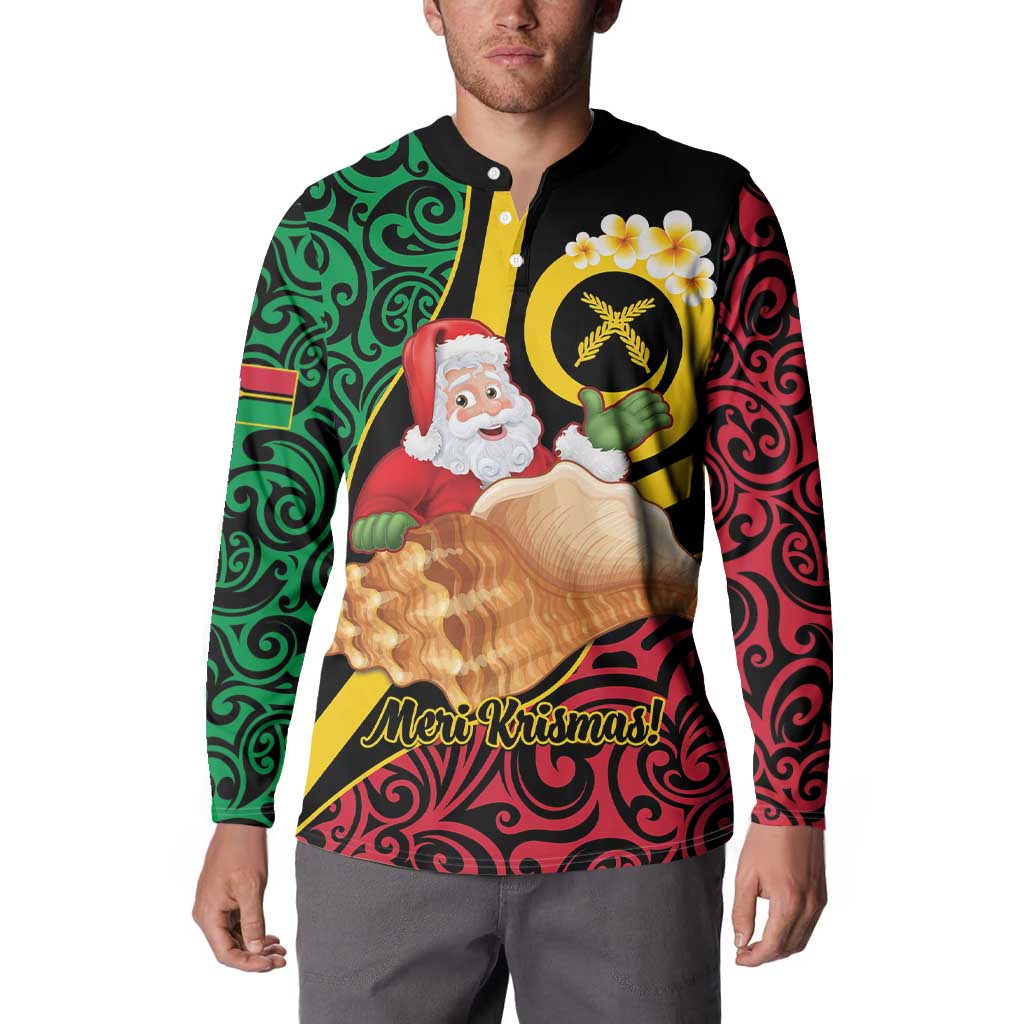 Vanuatu Christmas Button Sweatshirt Vanuatuan Conch Shell - Meri Krismas! LT14 - Polynesian Pride