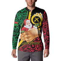 Vanuatu Christmas Button Sweatshirt Vanuatuan Conch Shell - Meri Krismas! LT14 - Polynesian Pride