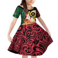 Vanuatu Christmas Family Matching Off Shoulder Short Dress and Hawaiian Shirt Vanuatuan Conch Shell - Meri Krismas!