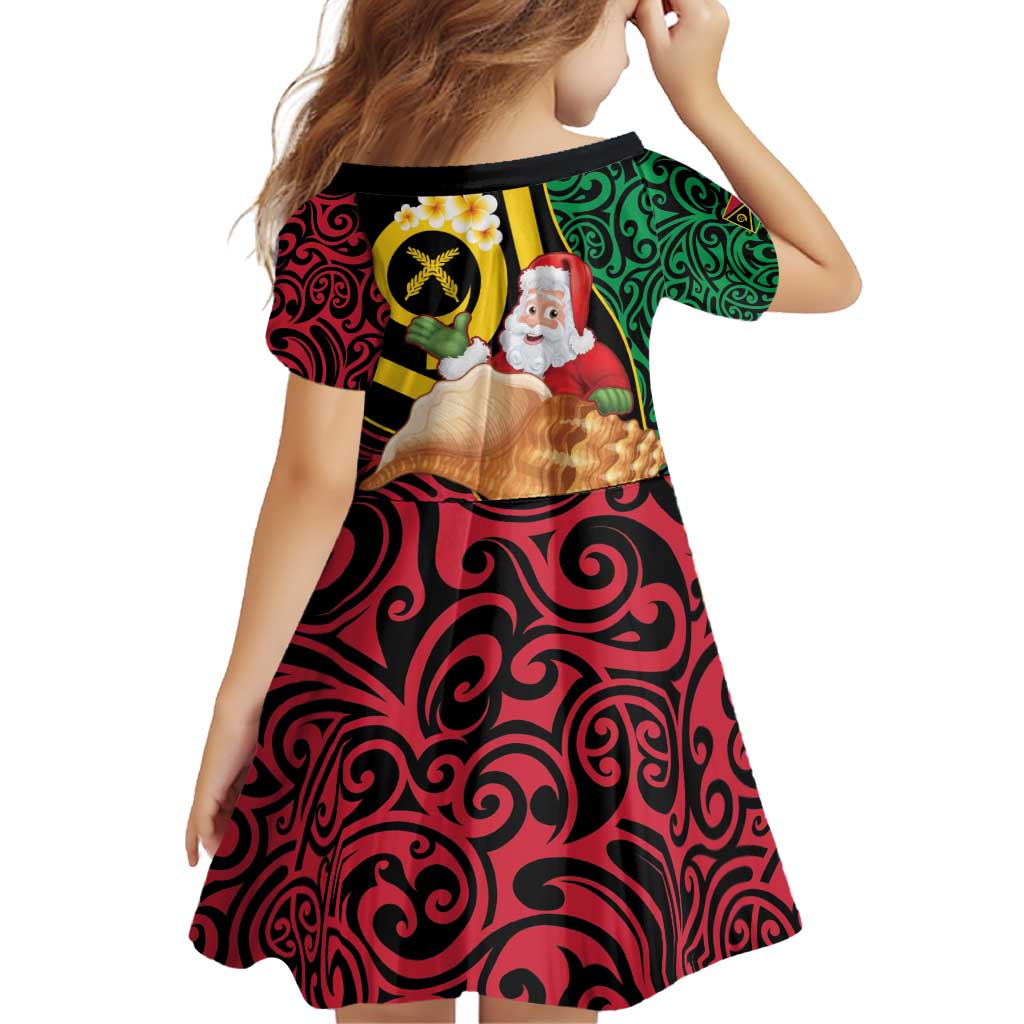 Vanuatu Christmas Family Matching Off Shoulder Short Dress and Hawaiian Shirt Vanuatuan Conch Shell - Meri Krismas!