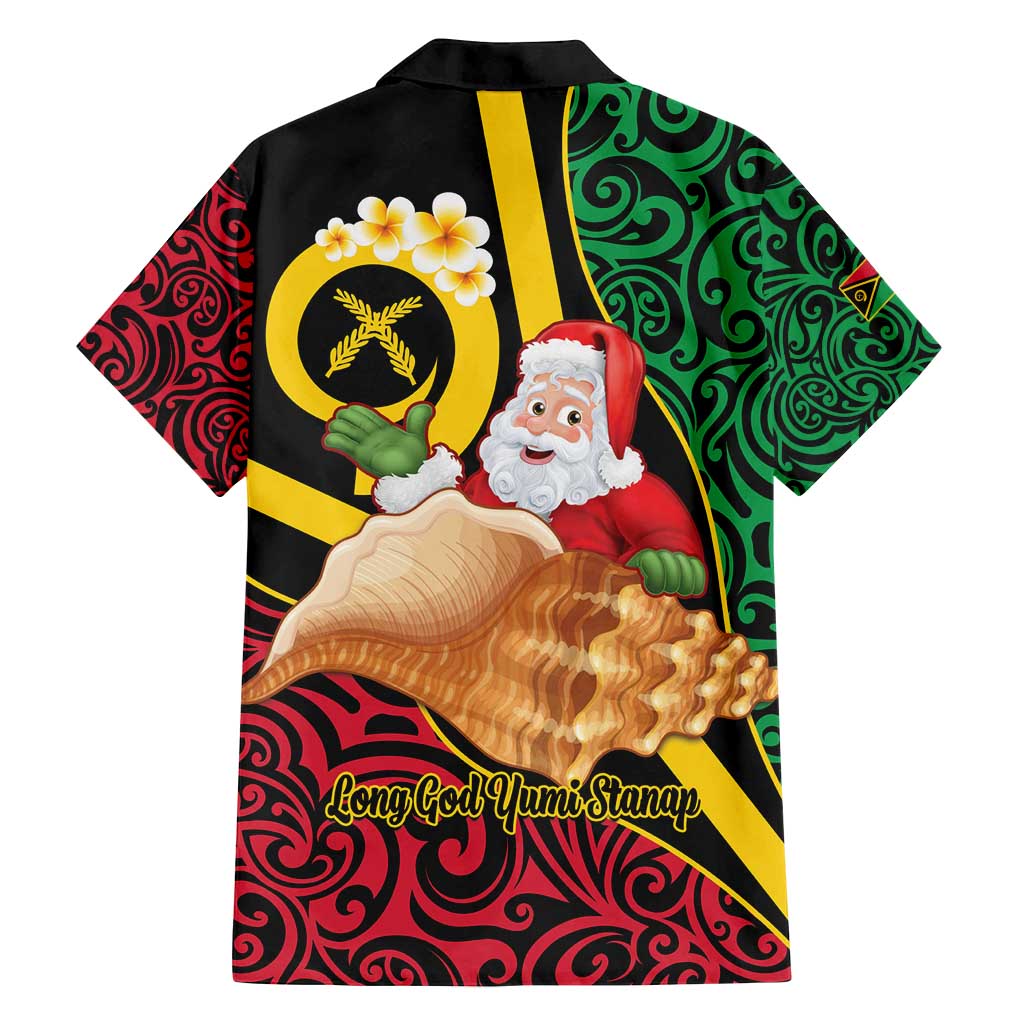 Vanuatu Christmas Family Matching Off Shoulder Short Dress and Hawaiian Shirt Vanuatuan Conch Shell - Meri Krismas!