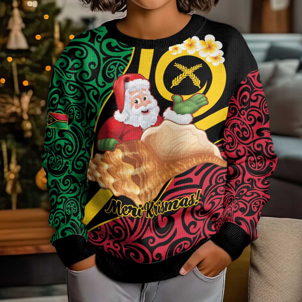 Vanuatu Christmas Kid Ugly Christmas Sweater Vanuatuan Conch Shell - Meri Krismas! LT14 - Polynesian Pride