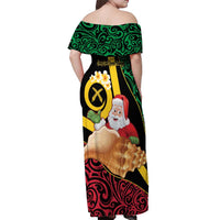 Vanuatu Christmas Off Shoulder Maxi Dress Vanuatuan Conch Shell - Meri Krismas! LT14 - Polynesian Pride