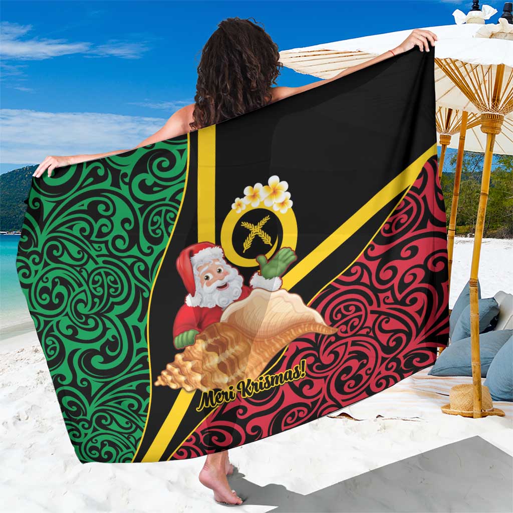 Vanuatu Christmas Sarong Vanuatuan Conch Shell - Meri Krismas! LT14 One Size 44 x 66 inches Black - Polynesian Pride