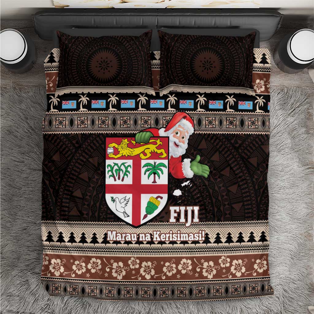 Fiji Christmas Bedding Set Fijian Masi Marau na Kerisimasi! - Brown