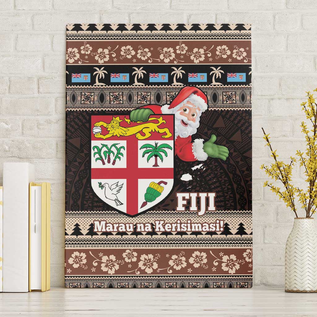 Fiji Christmas Canvas Wall Art Fijian Masi Marau na Kerisimasi! - Brown