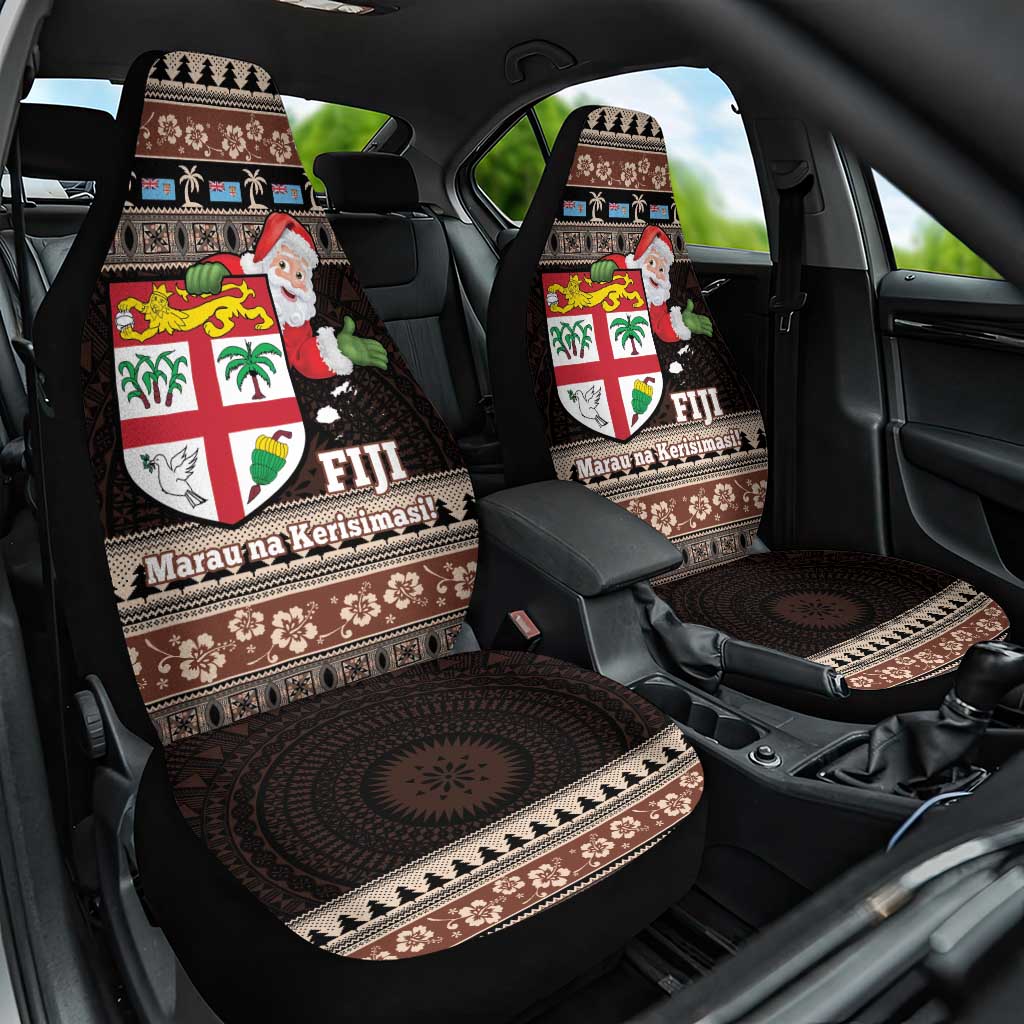 Fiji Christmas Car Seat Cover Fijian Masi Marau na Kerisimasi! - Brown