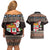 Fiji Christmas Couples Matching Off Shoulder Short Dress and Hawaiian Shirt Fijian Masi Marau na Kerisimasi! - Brown