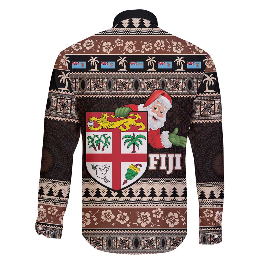 Fiji Christmas Family Matching Short Sleeve Bodycon Dress and Hawaiian Shirt Fijian Masi Marau na Kerisimasi! - Brown