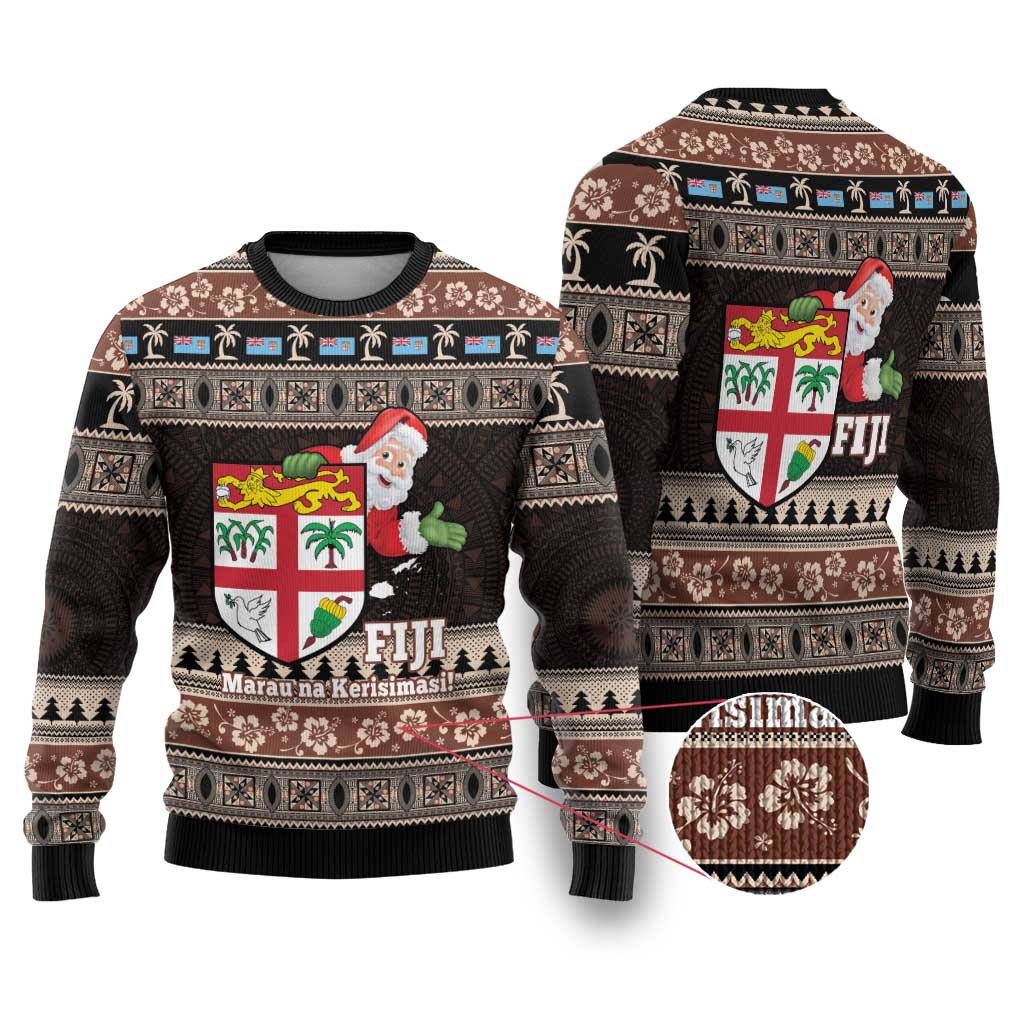Fiji Christmas Ugly Christmas Sweater Fijian Masi Marau na Kerisimasi! - Brown LT14 Brown - Polynesian Pride