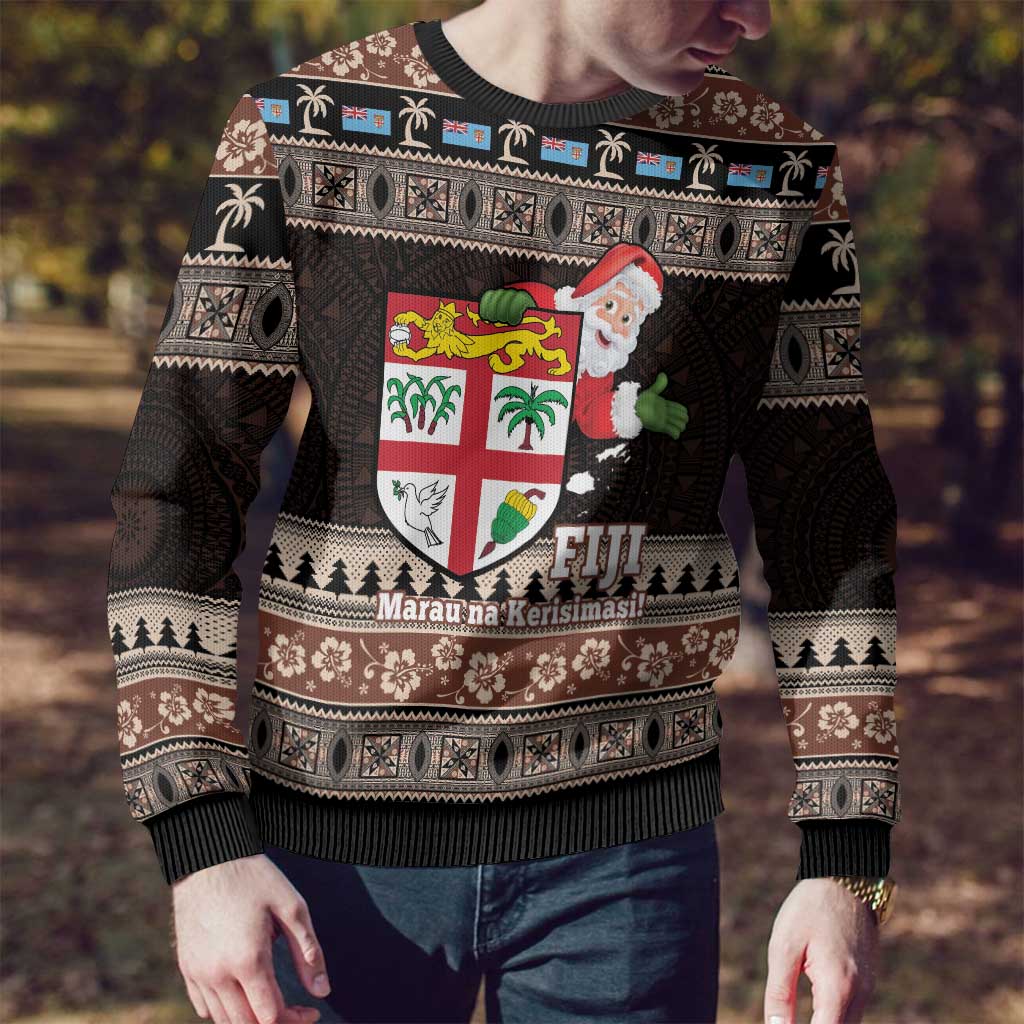 Fiji Christmas Ugly Christmas Sweater Fijian Masi Marau na Kerisimasi! - Brown LT14 - Polynesian Pride