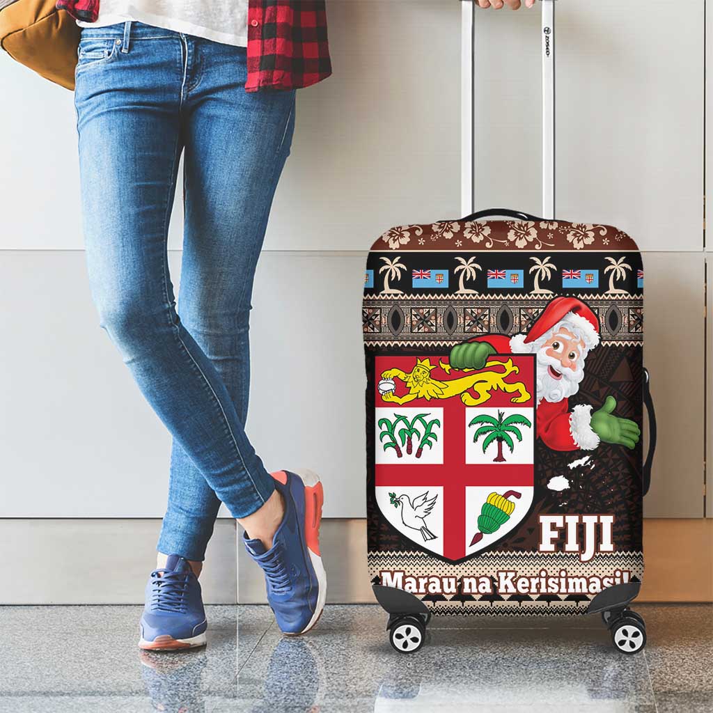 Fiji Christmas Luggage Cover Fijian Masi Marau na Kerisimasi! - Brown