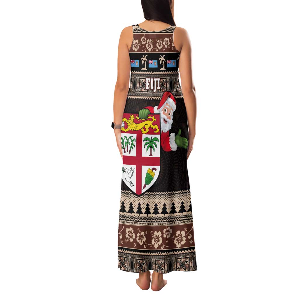Fiji Christmas Tank Maxi Dress Fijian Masi Marau na Kerisimasi! - Brown LT14 - Polynesian Pride