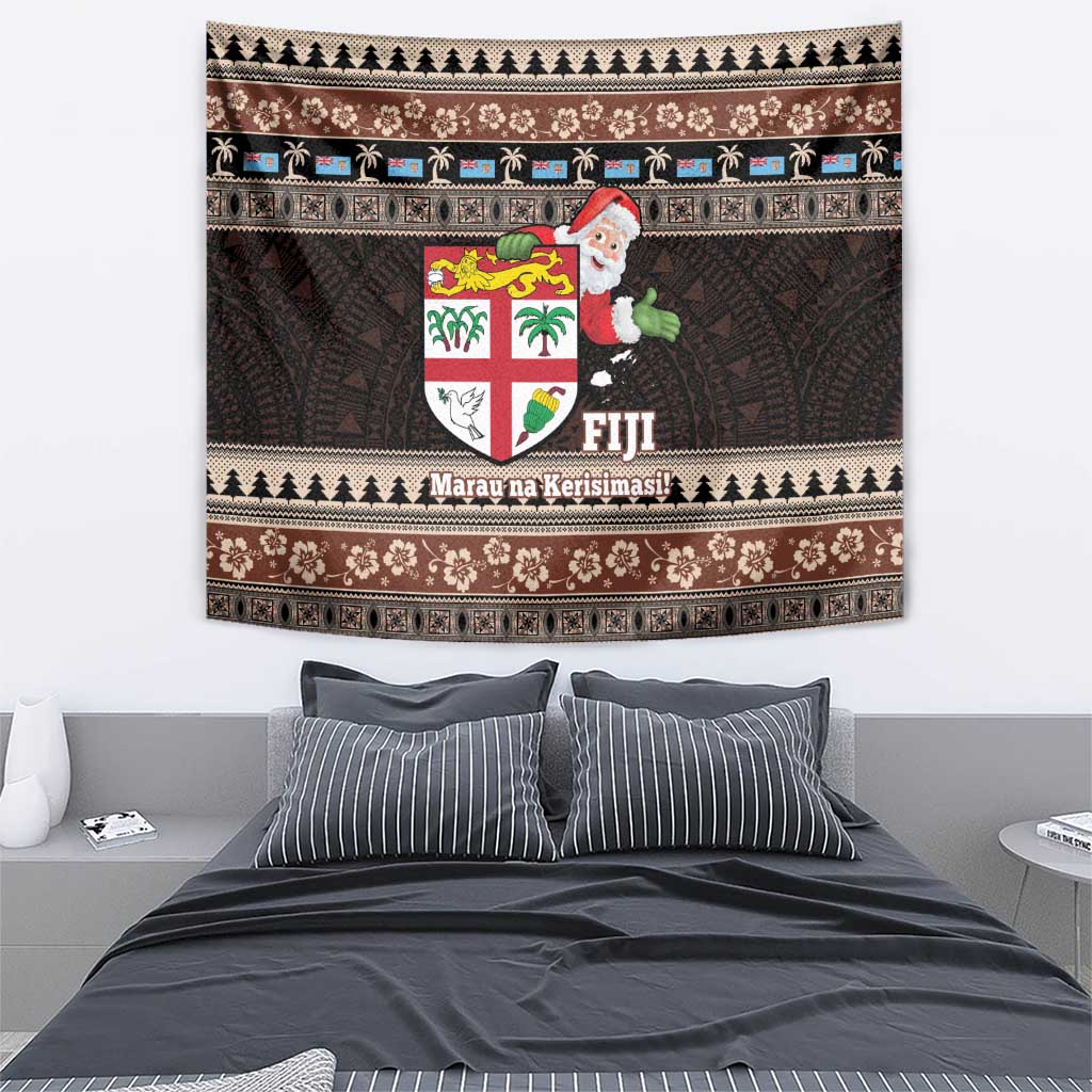Fiji Christmas Tapestry Fijian Masi Marau na Kerisimasi! - Brown