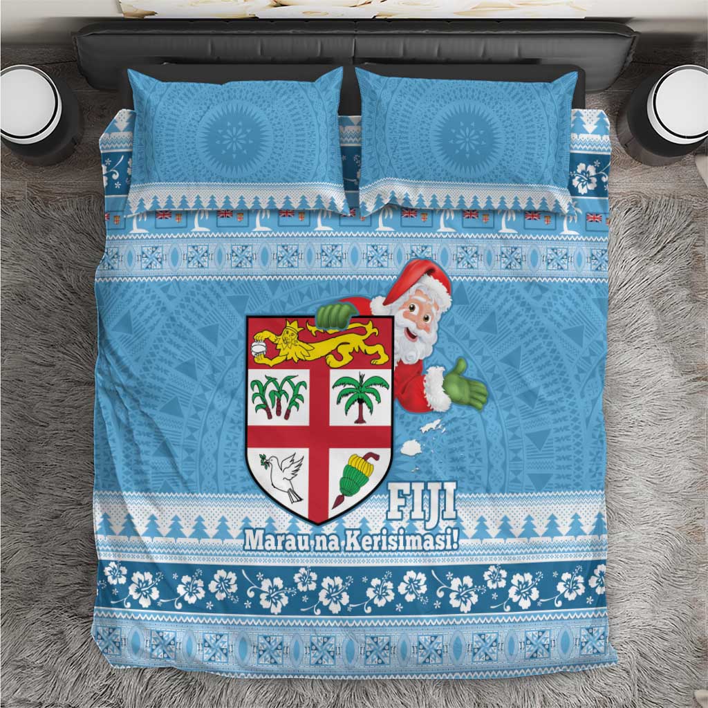 Fiji Christmas Bedding Set Fijian Masi Marau na Kerisimasi! - Blue