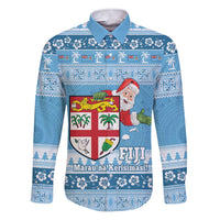 Fiji Christmas Family Matching Short Sleeve Bodycon Dress and Hawaiian Shirt Fijian Masi Marau na Kerisimasi! - Blue