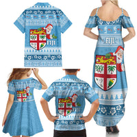 Fiji Christmas Family Matching Summer Maxi Dress and Hawaiian Shirt Fijian Masi Marau na Kerisimasi! - Blue