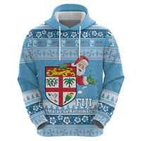 Fiji Christmas Hoodie Fijian Masi Marau na Kerisimasi! - Blue