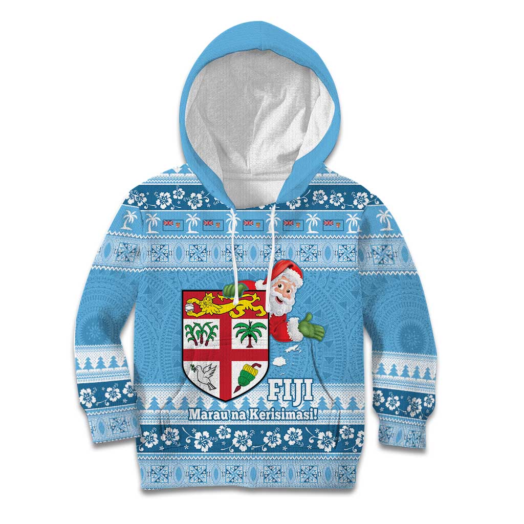 Fiji Christmas Kid Hoodie Fijian Masi Marau na Kerisimasi! - Blue