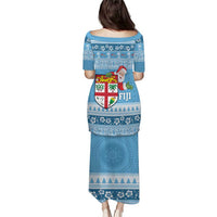 Fiji Christmas Puletasi Fijian Masi Marau na Kerisimasi! - Blue