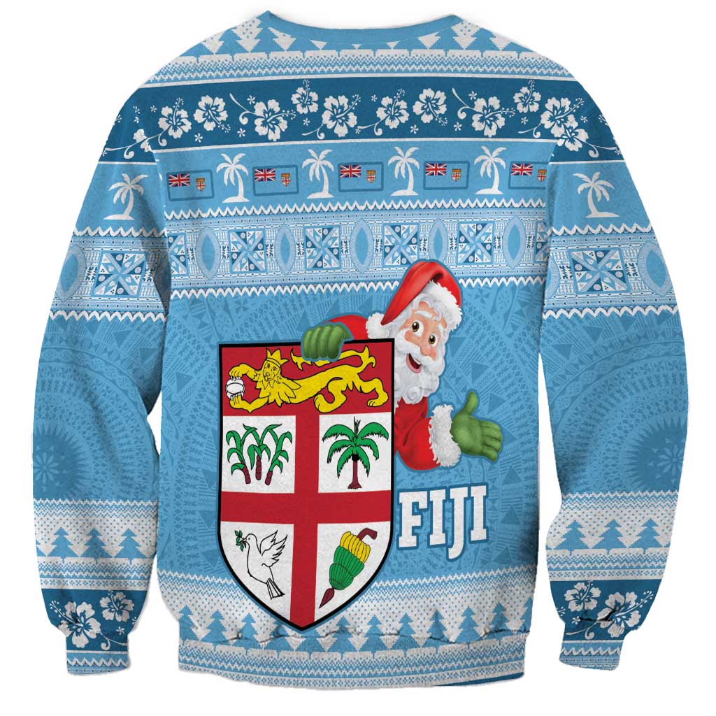 Fiji Christmas Sweatshirt Fijian Masi Marau na Kerisimasi! - Blue