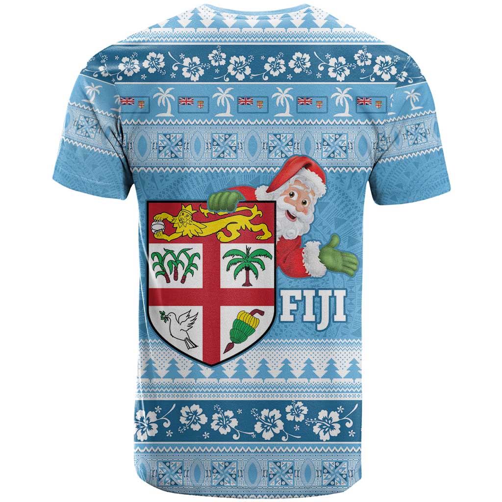 Fiji Christmas T Shirt Fijian Masi Marau na Kerisimasi! - Blue