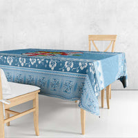 Fiji Christmas Tablecloth Fijian Masi Marau na Kerisimasi! - Blue