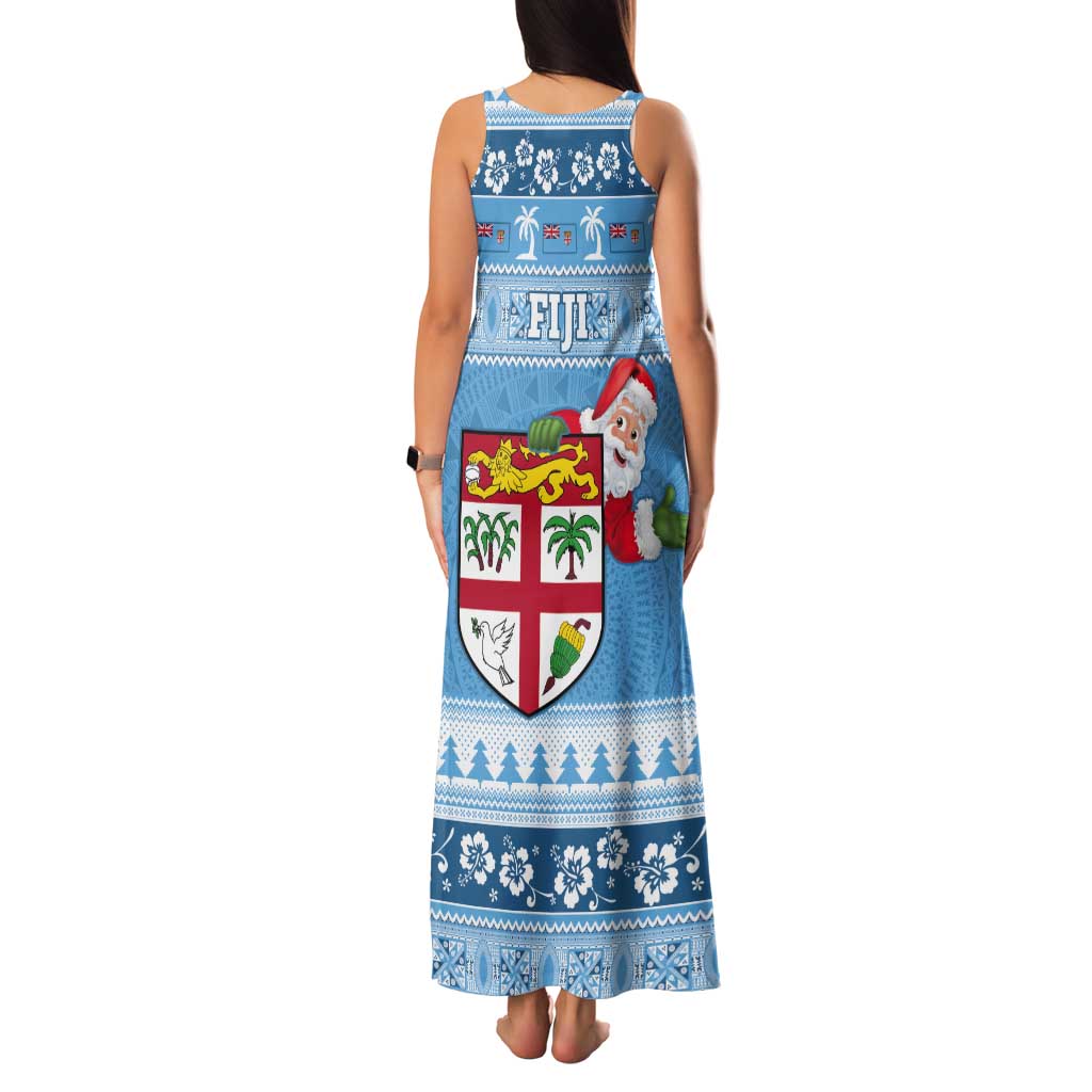 Fiji Christmas Tank Maxi Dress Fijian Masi Marau na Kerisimasi! - Blue LT14 - Polynesian Pride