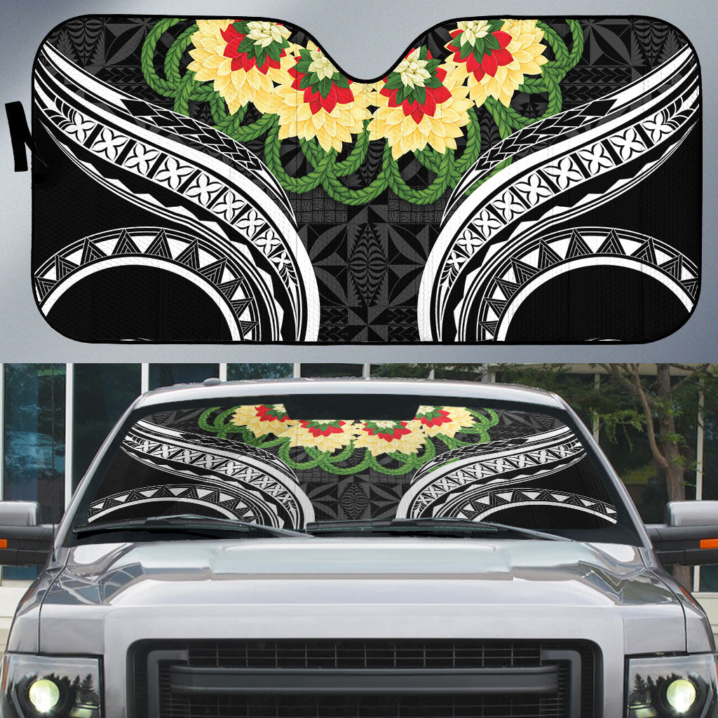 Black Tonga Ngatu Kahoa Lei Auto Sun Shade